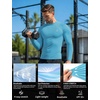image:imageRoadbox Mens Long Sleeve Compression Shirt Mock Turtleneck Athletic Base Layer Tops Workout Undershirt for Gym SportsWaterfall Blue
