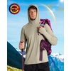 image:imageRoadbox Mens UPF 50 Fishing Shirt Long Sleeve UV Sun Protection Hoodies Quick Dry Rash Guard for Hiking Outdoor WorkingKhaki