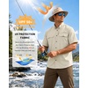 image:imageRoadbox Mens UPF 50 Fishing Shirts Short Sleeve Sun Protection Button Down Outdoor Shirt for Hiking Safari Work06 Light Khaki