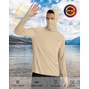 image:imageRoadbox UPF 50 Mens Hooded Fishing Shirts Long Sleeve UV Sun Protection Hoodie Hiking Running Swim Rash Guard with Mask Khaki