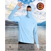 image:imageRoadbox UPF 50 Mens Hooded Fishing Shirts Long Sleeve UV Sun Protection Hoodie Hiking Running Swim Rash Guard with Mask Light Blue