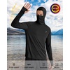 image:imageRoadbox UPF 50 Mens hooded fishing shirts Long Sleeve UV Sun Protection Hoodie Hiking Running Swim Rash Guard with Mask Black