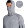 image:imageRoadbox UPF 50 Mens hooded fishing shirts Long Sleeve UV Sun Protection Hoodie Hiking Running Swim Rash Guard with Mask Gray