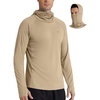 image:imageRoadbox UPF 50 Mens Hooded Fishing Shirts Long Sleeve UV Sun Protection Hoodie Hiking Running Swim Rash Guard with Mask Khaki