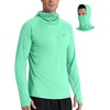 image:imageRoadbox UPF 50 Mens Hooded Fishing Shirts Long Sleeve UV Sun Protection Hoodie Hiking Running Swim Rash Guard with Mask Mint Green