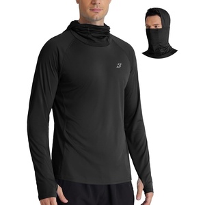 image:imageRoadbox UPF 50 Mens hooded fishing shirts Long Sleeve UV Sun Protection Hoodie Hiking Running Swim Rash Guard with Mask Black