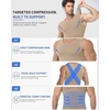 image:imageRoadbox Mens Shapewear Compression Tank Top Slimming Body Shaper  Tummy Control Undershirt with Gynecomastia Chest Compression Support for Workout Daily WearBeige