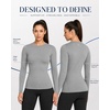 image:imageRoadbox Womens UPF 50 Compression Shirt Quick Dry Reflective Top  4Way Stretch Fabric Quick Dry Moisture Wicking UPF 50 Protection Reflective Design Flatlock Seams for Gym Workout04light Grey