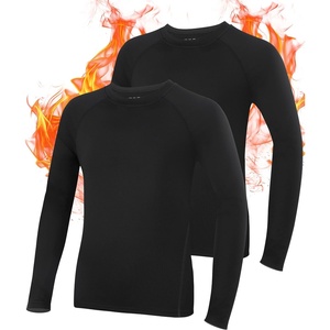 image:imageRoadbox Boys Compression Thermal Shirt  12 Pack Youth Long Sleeve Fleece Base Layer Undershirts Football Baseball2 Packblack  Black