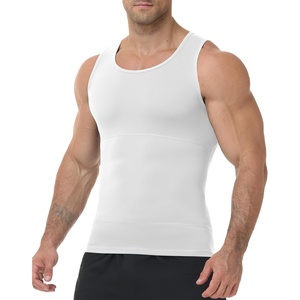 image:imageRoadbox Mens Shapewear Compression Tank Top Slimming Body Shaper  Tummy Control Undershirt with Gynecomastia Chest Compression Support for Workout Daily WearWhite