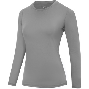 image:imageRoadbox Womens UPF 50 Compression Shirt Quick Dry Reflective Top  4Way Stretch Fabric Quick Dry Moisture Wicking UPF 50 Protection Reflective Design Flatlock Seams for Gym Workout04light Grey