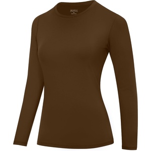 image:imageRoadbox Womens UPF 50 Compression Shirt Quick Dry Reflective Top  4Way Stretch Fabric Quick Dry Moisture Wicking UPF 50 Protection Reflective Design Flatlock Seams for Gym Workout06brown