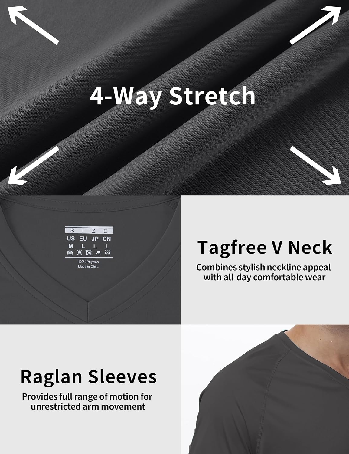image:imageRoadbox Mens UPF 50 V Neck Swim Shirts Short Sleeve Rash Guard  UPF 50 sun protection Tagfree Vneck Quickdry comfort Lightweight 4way stretch For swimming hiking and beachDark Gray