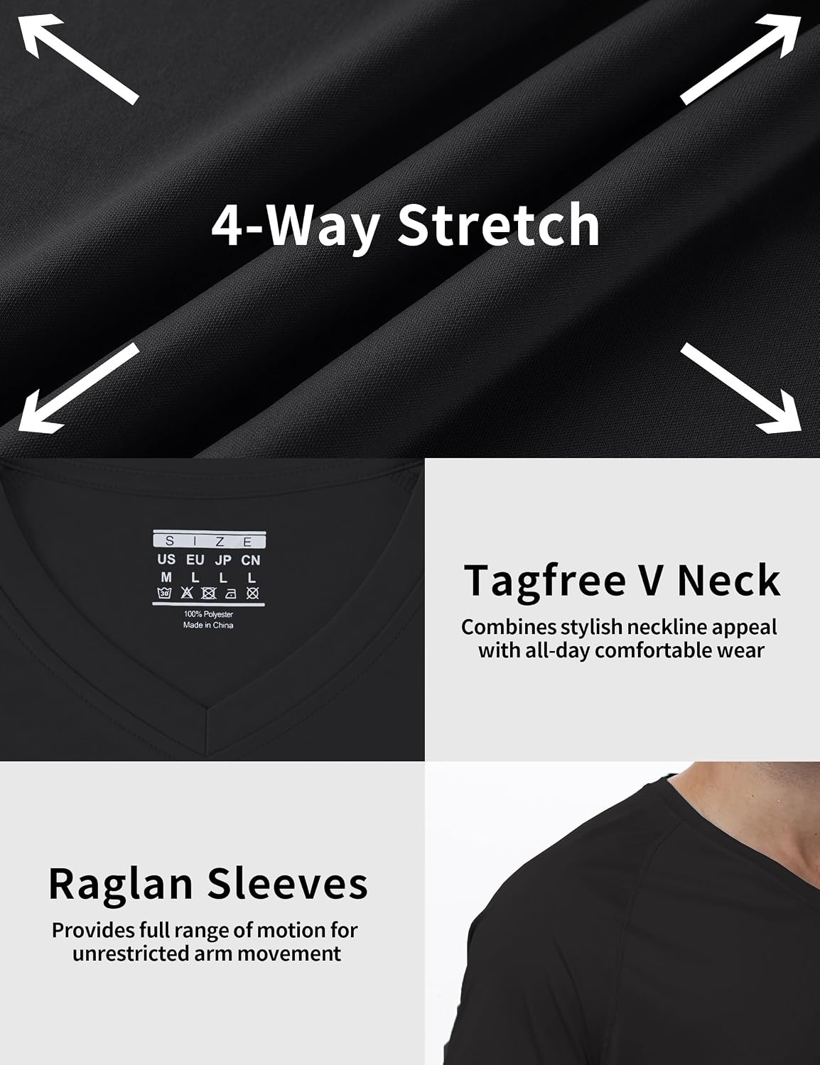 image:imageRoadbox Mens UPF 50 V Neck Swim Shirts Short Sleeve Rash Guard  UPF 50 sun protection Tagfree Vneck Quickdry comfort Lightweight 4way stretch For swimming hiking and beachBlack