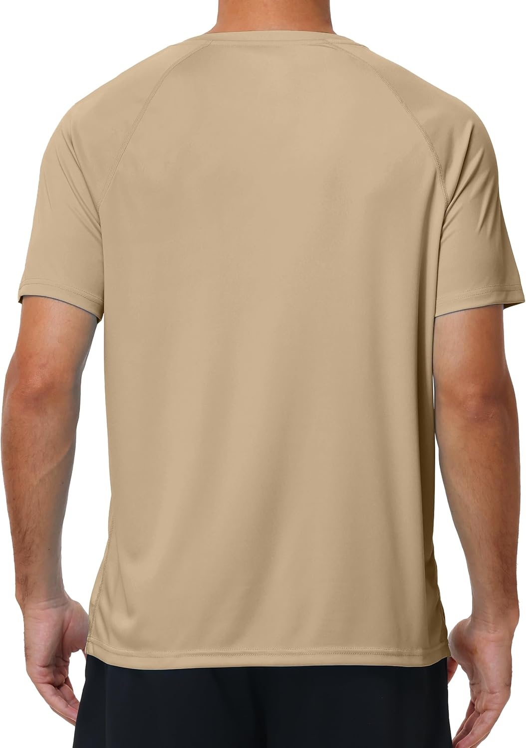 image:imageRoadbox Mens UPF 50 V Neck Swim Shirts Short Sleeve Rash Guard  UPF 50 sun protection Tagfree Vneck Quickdry comfort Lightweight 4way stretch For swimming hiking and beachKhaki