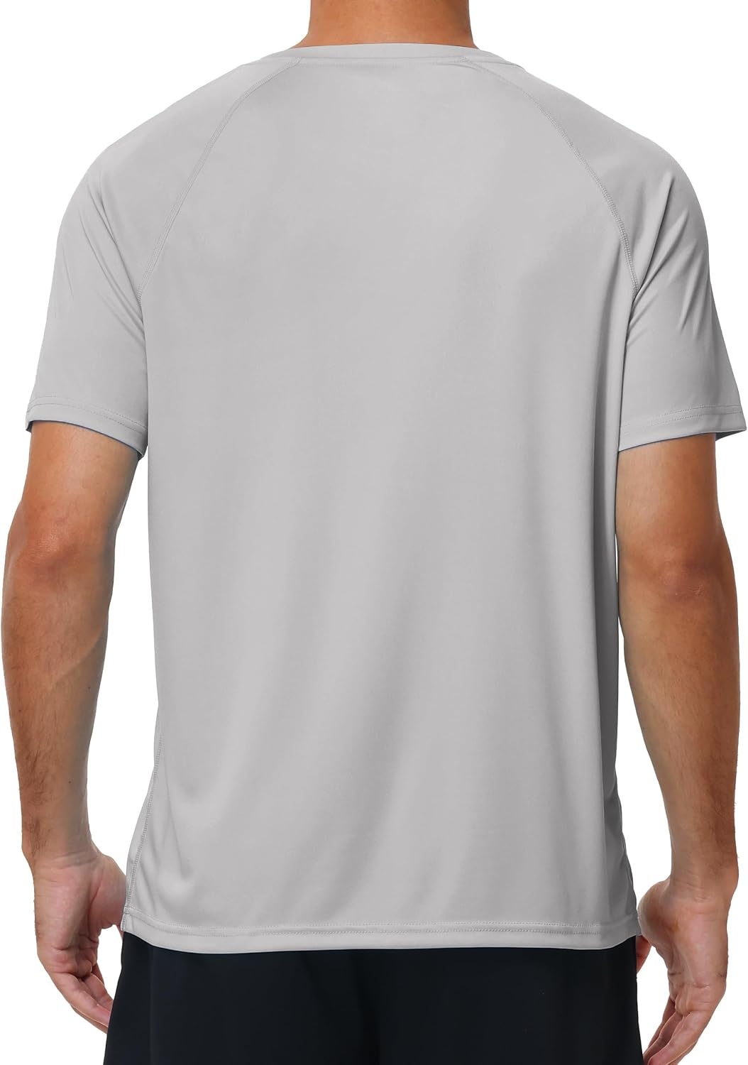 image:imageRoadbox Mens UPF 50 V Neck Swim Shirts Short Sleeve Rash Guard  UPF 50 sun protection Tagfree Vneck Quickdry comfort Lightweight 4way stretch For swimming hiking and beachLight Gray