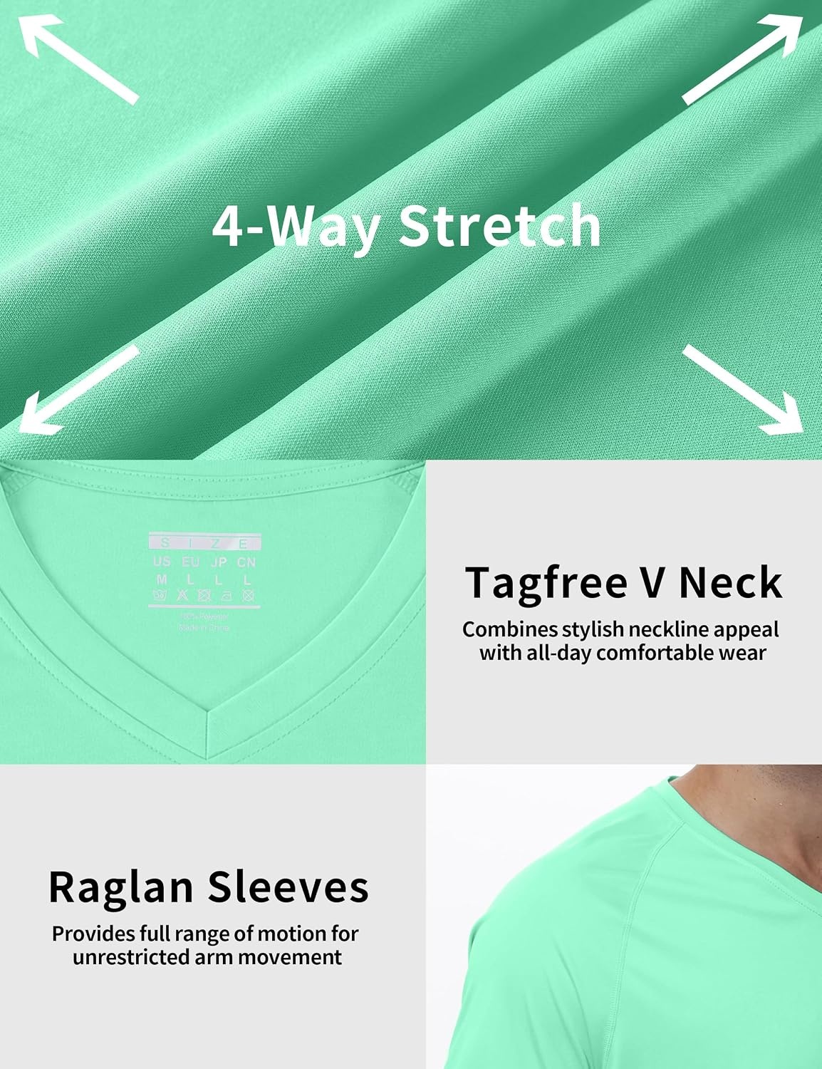 image:imageRoadbox Mens UPF 50 V Neck Swim Shirts Short Sleeve Rash Guard  UPF 50 sun protection Tagfree Vneck Quickdry comfort Lightweight 4way stretch For swimming hiking and beachLight Green