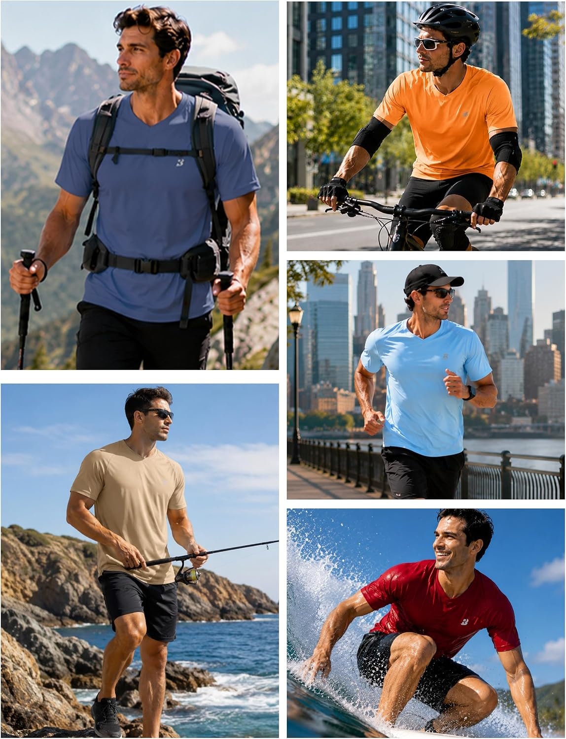 image:imageRoadbox Mens UPF 50 V Neck Swim Shirts Short Sleeve Rash Guard  UPF 50 sun protection Tagfree Vneck Quickdry comfort Lightweight 4way stretch For swimming hiking and beachKhaki