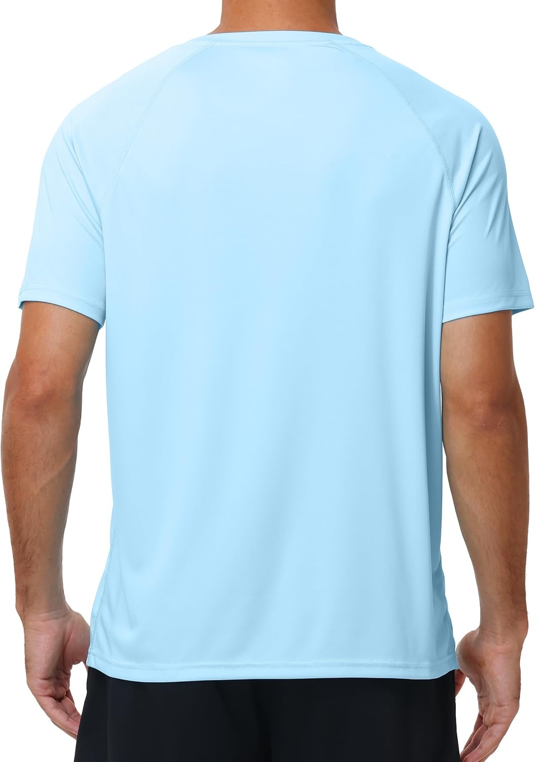 image:imageRoadbox Mens UPF 50 V Neck Swim Shirts Short Sleeve Rash Guard  UPF 50 sun protection Tagfree Vneck Quickdry comfort Lightweight 4way stretch For swimming hiking and beachLight Blue
