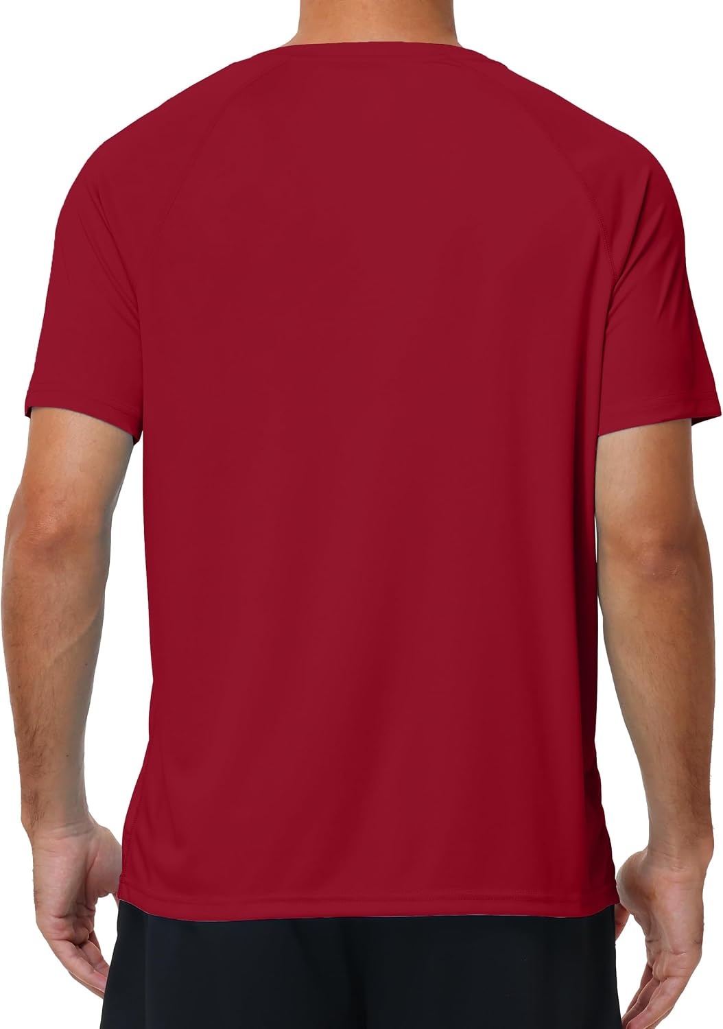 image:imageRoadbox Mens UPF 50 V Neck Swim Shirts Short Sleeve Rash Guard  UPF 50 sun protection Tagfree Vneck Quickdry comfort Lightweight 4way stretch For swimming hiking and beachRed