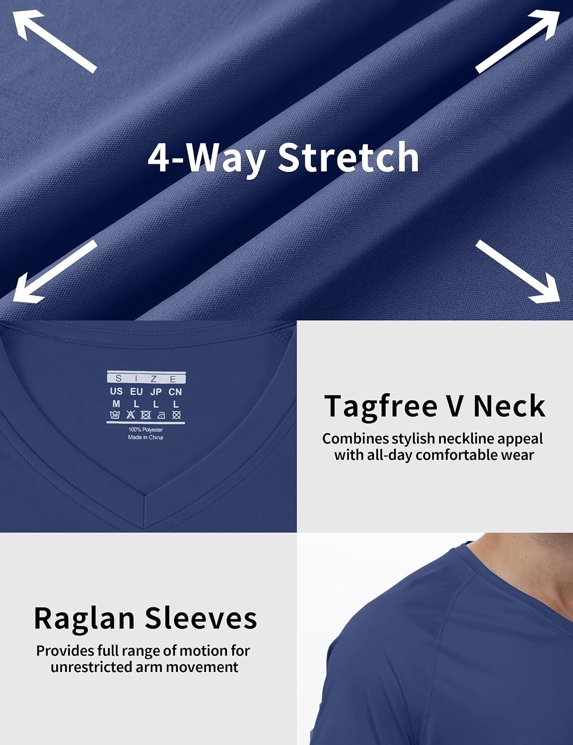 image:imageRoadbox Mens UPF 50 V Neck Swim Shirts Short Sleeve Rash Guard  UPF 50 sun protection Tagfree Vneck Quickdry comfort Lightweight 4way stretch For swimming hiking and beachDark Blue