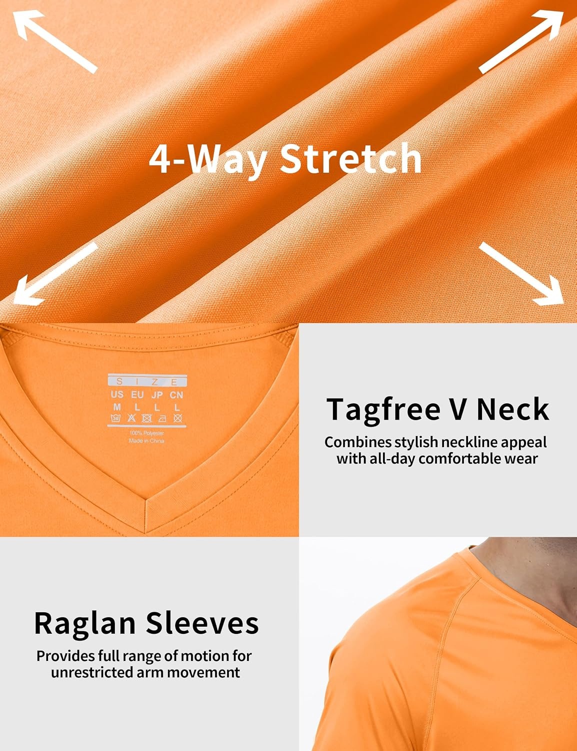 image:imageRoadbox Mens UPF 50 V Neck Swim Shirts Short Sleeve Rash Guard  UPF 50 sun protection Tagfree Vneck Quickdry comfort Lightweight 4way stretch For swimming hiking and beachOrange