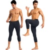 image:imageRoadbox Mens 34 Compression Pants Running Workout Tights Leggings  Compression support Quickdry breathable fabric 4way stretch 34 cropped fit For running gym and basketballDark Gray