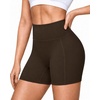 image:imageRoadbox Womens Biker Shorts 358 Volleyball Spandex Compression Shorts  High Waisted Tummy Control No Front Seam NonSeeThrough Quick Dry Moisture Wicking For Yoga Workout Gym 4Way StretchBrown