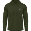 image:imageRoadbox Mens Athletic Hoodie Lightweight Running Workout Hooded Shirt  Quick Dry Moisture Wicking Breathable Loose Long Sleeve Thin Pullover Sweatshirt Reflective Logo Gym Outdoor HikingArmy Green