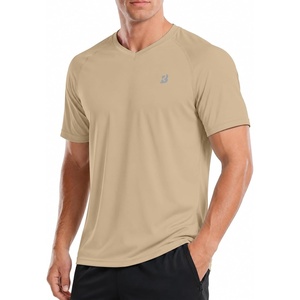image:imageRoadbox Mens UPF 50 V Neck Swim Shirts Short Sleeve Rash Guard  UPF 50 sun protection Tagfree Vneck Quickdry comfort Lightweight 4way stretch For swimming hiking and beachKhaki